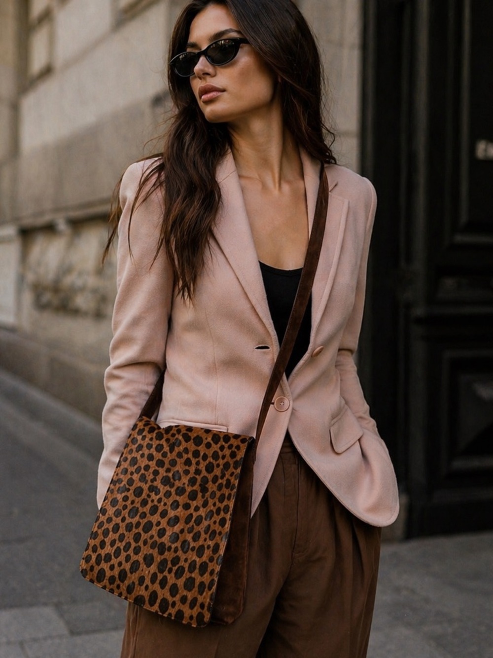 Holt Renfrew Suede & Calf Hair Leopard Crossbody Bag